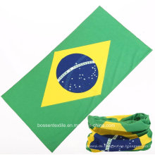Werbeartikel personalisierte benutzerdefinierte nahtlose Stil Brasilien Nationalflagge gedruckt Fußballfans Schlauchbandana
